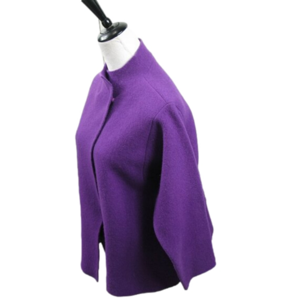 Eileen Fisher Petite Purple Snap Closure Wool Cardigan Size PS - Picture 3 of 7